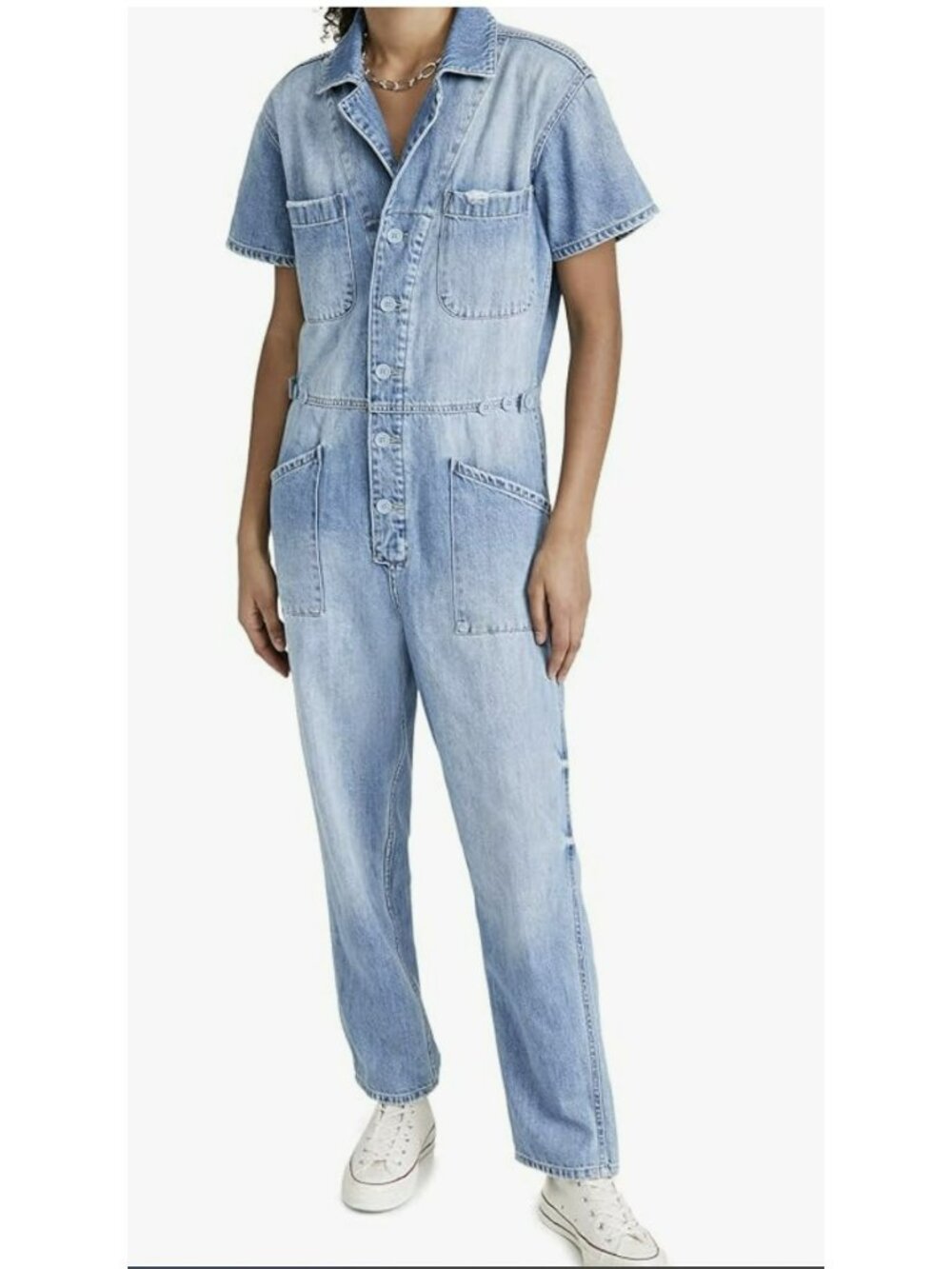 Pistola Denim Jumpsuit Grover Short Sleeve Jean One Piece Size Large NWT